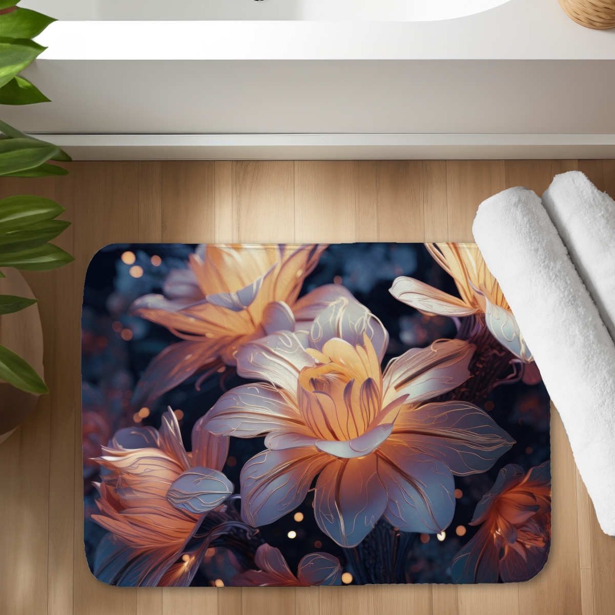 C1BM1724JXDIKR 17 x 24 in. Pixie Flowers Blue Bath Mat - Stylish Home Decor Addition