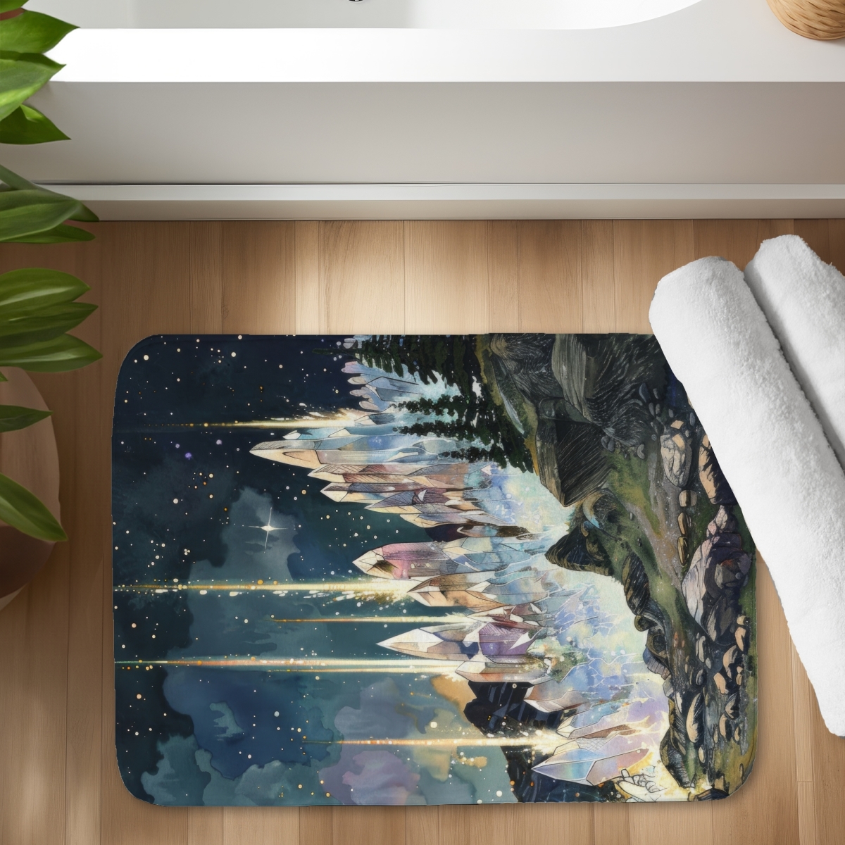 C1BM1724Z2U4E4 17 x 24 in. Magical Beams White Bath Mat - Elegant Home Decor Accent