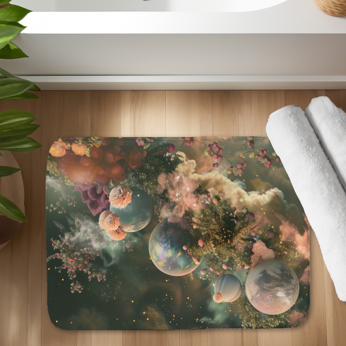 C1BM1724GACIUU 17 x 24 in. Bloom Space Beige Bath Mat for Elegant Home Decor - Soft & Cozy