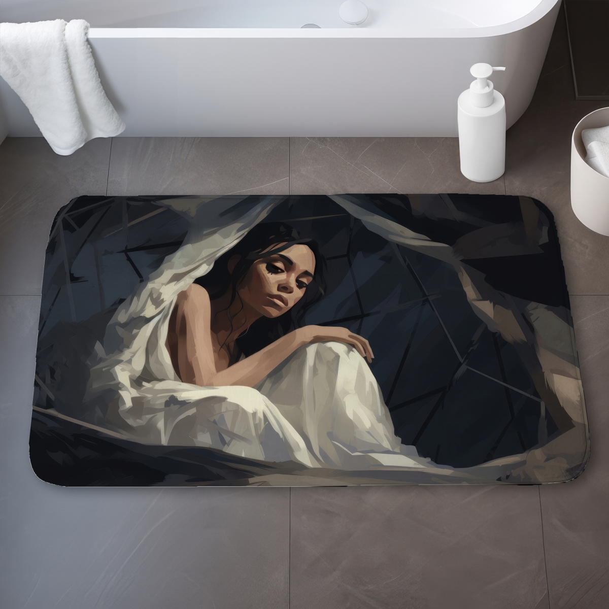 C1BM2134XH4TMB 21 x 34 in. Cocooned White Bath Mat - Stylish Home Decor Essential