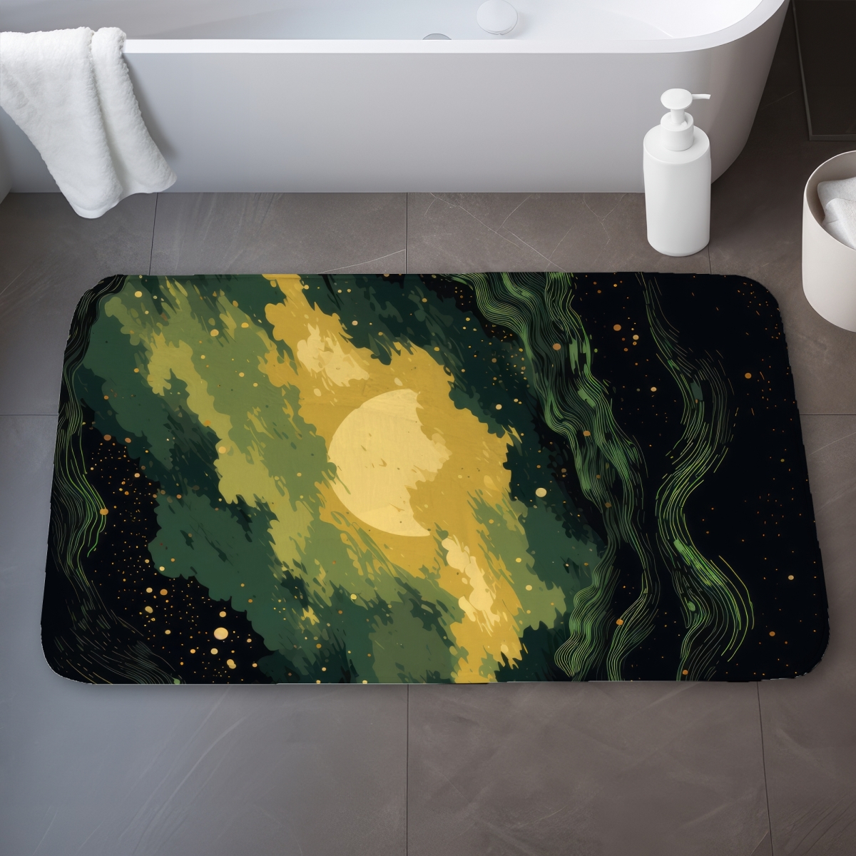 C1BM2134D7HAB6 21 x 34 in. Cloudy Star Black Bath Mat - Stylish