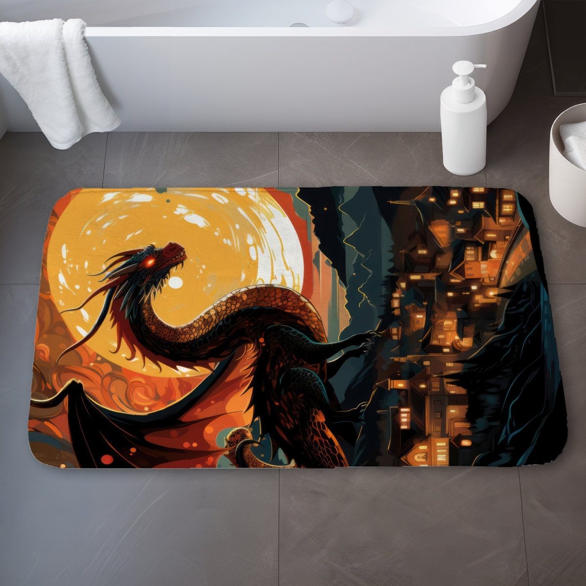 C1BM2134EUDU1U 21 x 34 in. Imminent Destruction Black Bath Mat for Home Decor - Stylish Comfort
