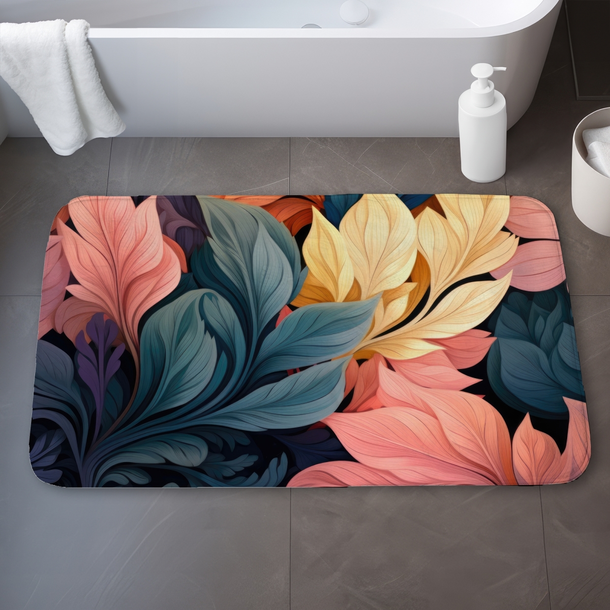 C1BM2134FUZV3C 21 x 34 in. Pastel Bloom Yellow Bath Mat - Chic