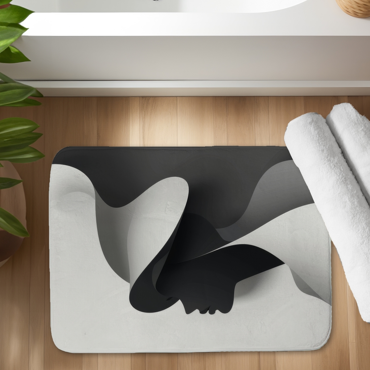 C1BM1724Q35PM2 17 x 24 in. Duality Black Bath Mat - Stylish Home Decor Essential