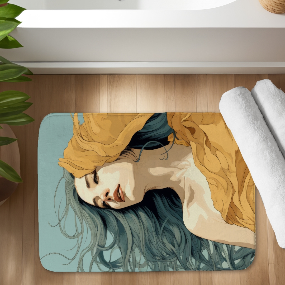 C1BM1724WQQFU5 17 x 24 in. Sensual Flow White Bath Mat - Elegant
