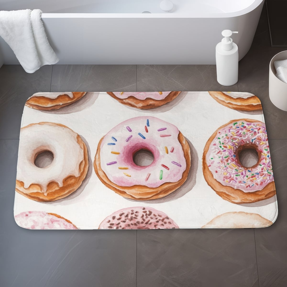C1BM2134N3RVS2 21 x 34 in. Donuts White Bath Mat - Stylish