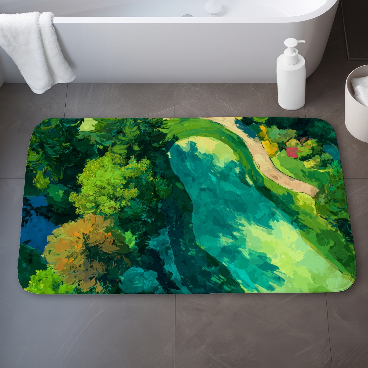 C1BM2134PO01MM 21 x 34 in. Peaceful Course - Green Summer Bath Mat for Home Decor