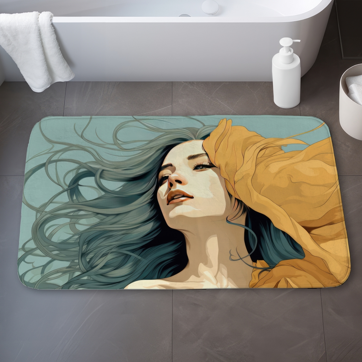 C1BM2134E94PVL 21 x 34 in. Sensual Flow Beige Bath Mat - Elegant Home Decor Accent