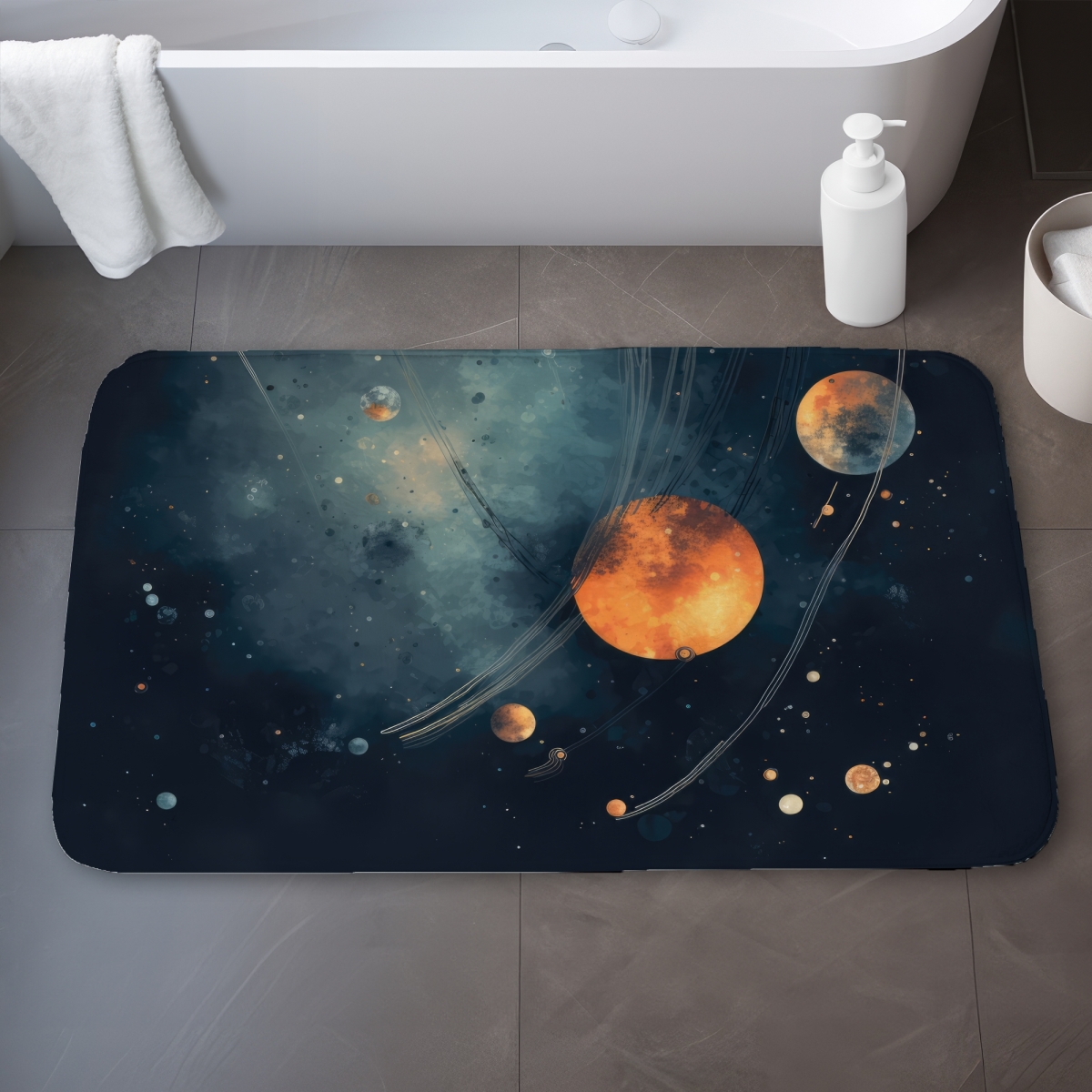 C1BM2134O04A4I 21 x 34 in. Deep Exploration Blue Bath Mat for Stylish Home Decor