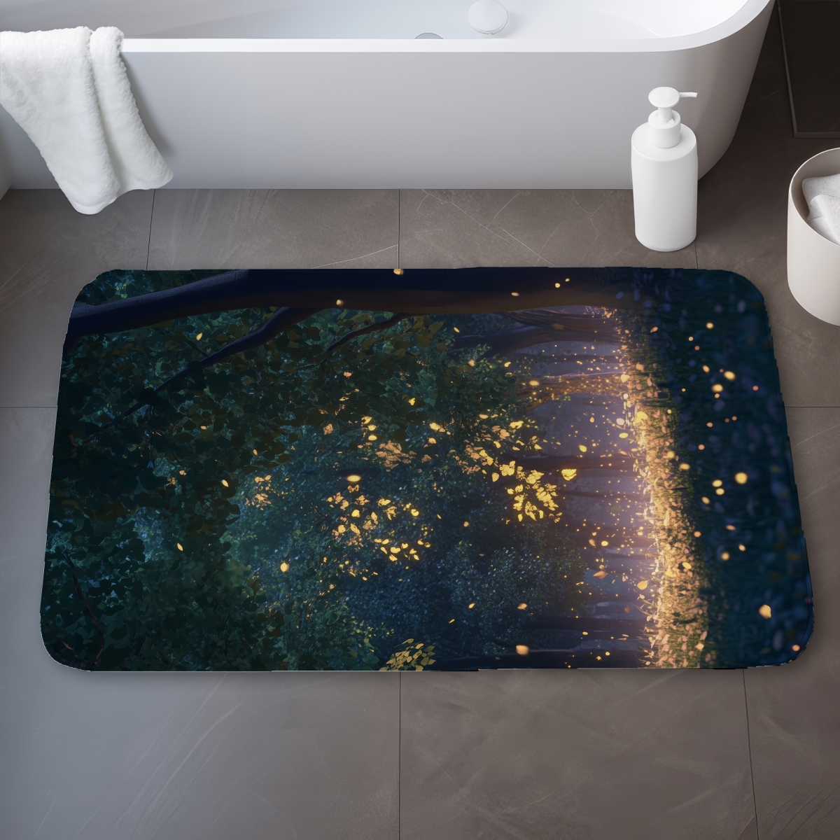 C1BM2134PTOD5C 21 x 34 in. Glowing Leaves Gold Bath Mat - Elegant Home Decor Accent