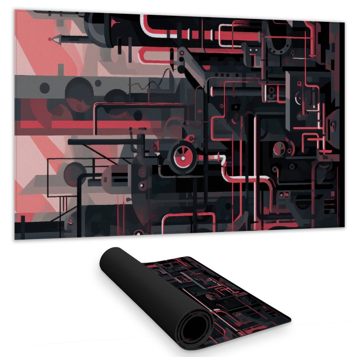 C1DM1424HMQCE4 14 x 24 in. Industrial Empire Red Gaming Mat - Stylish Home Decor