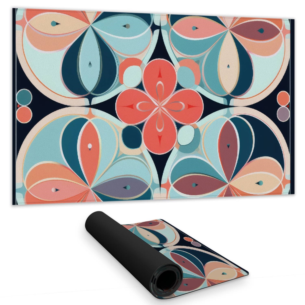 C1DM1424KEUJEQ 14 x 24 in. Pastel Mandala - Turquoise Gaming Mat for Home Decor