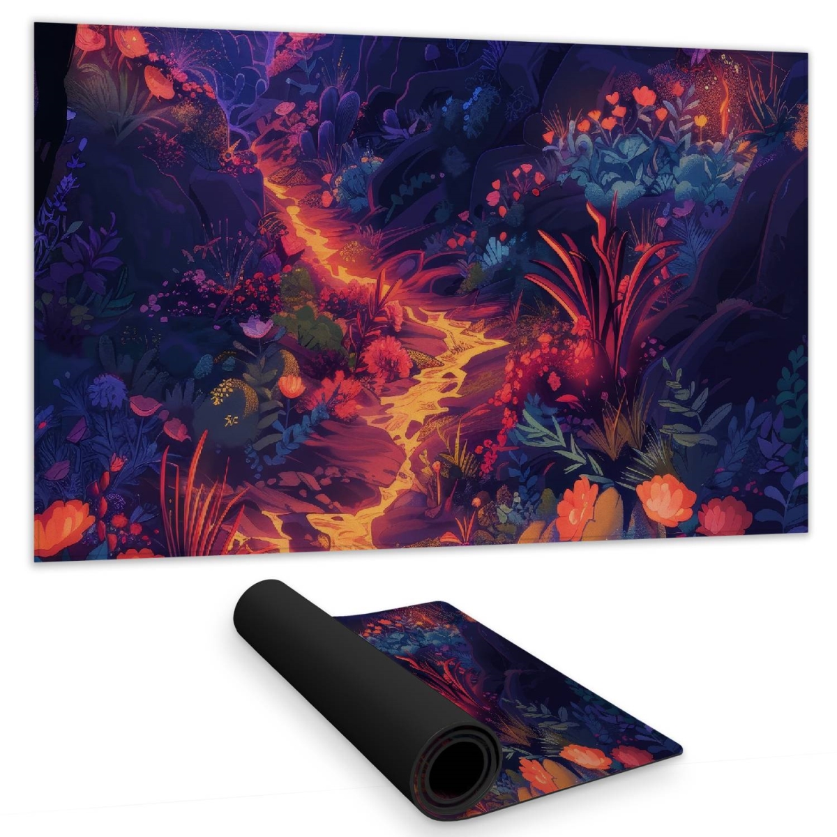 Concius Sales C1DM1424DYYIT6 14 x 24 in. Burning Flowers Gaming Mat - Stylish Home Decor Play Surface