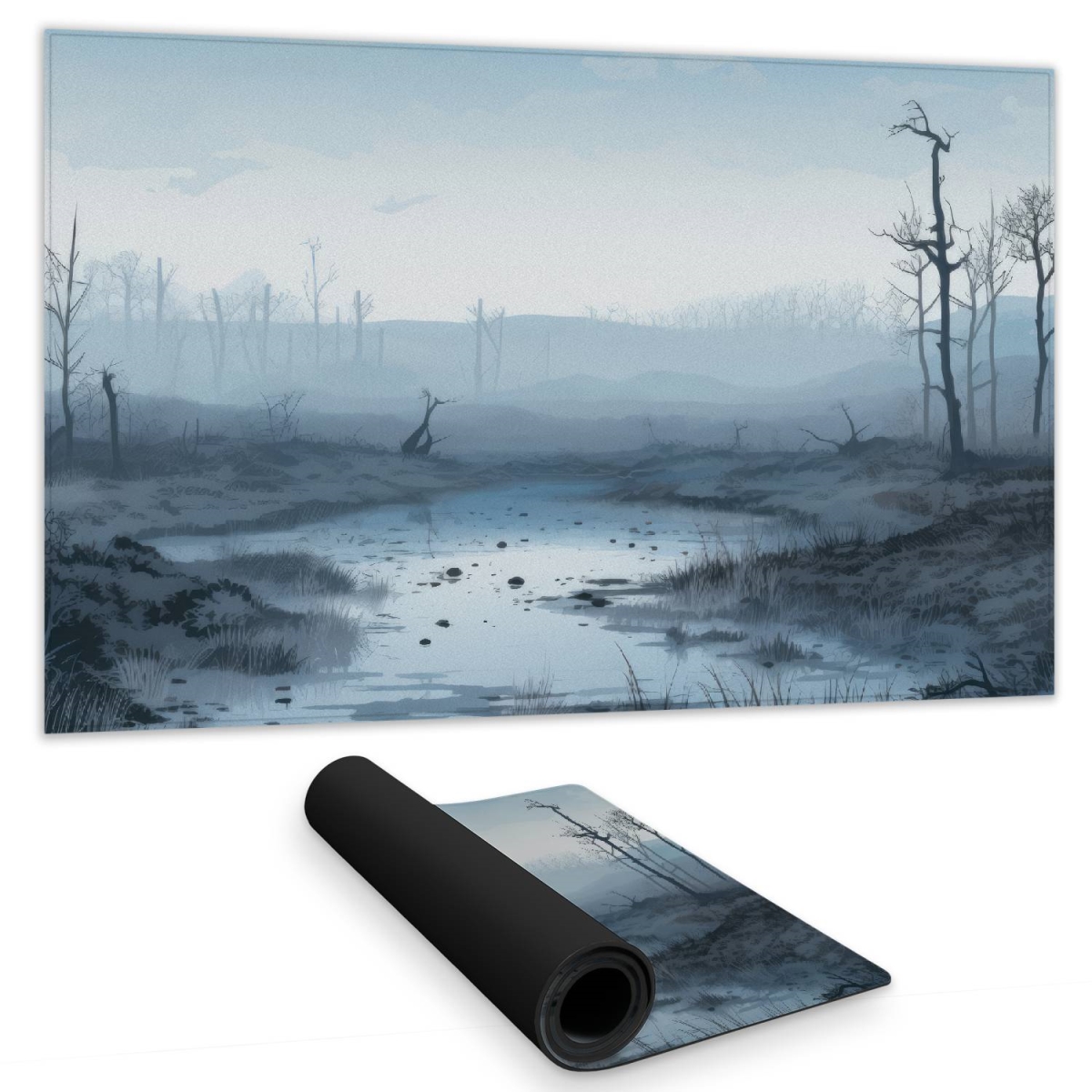 C1DM1424G4W254 14 x 24 in. Swampy Lands - White Gaming Mat for Home Decor & Play