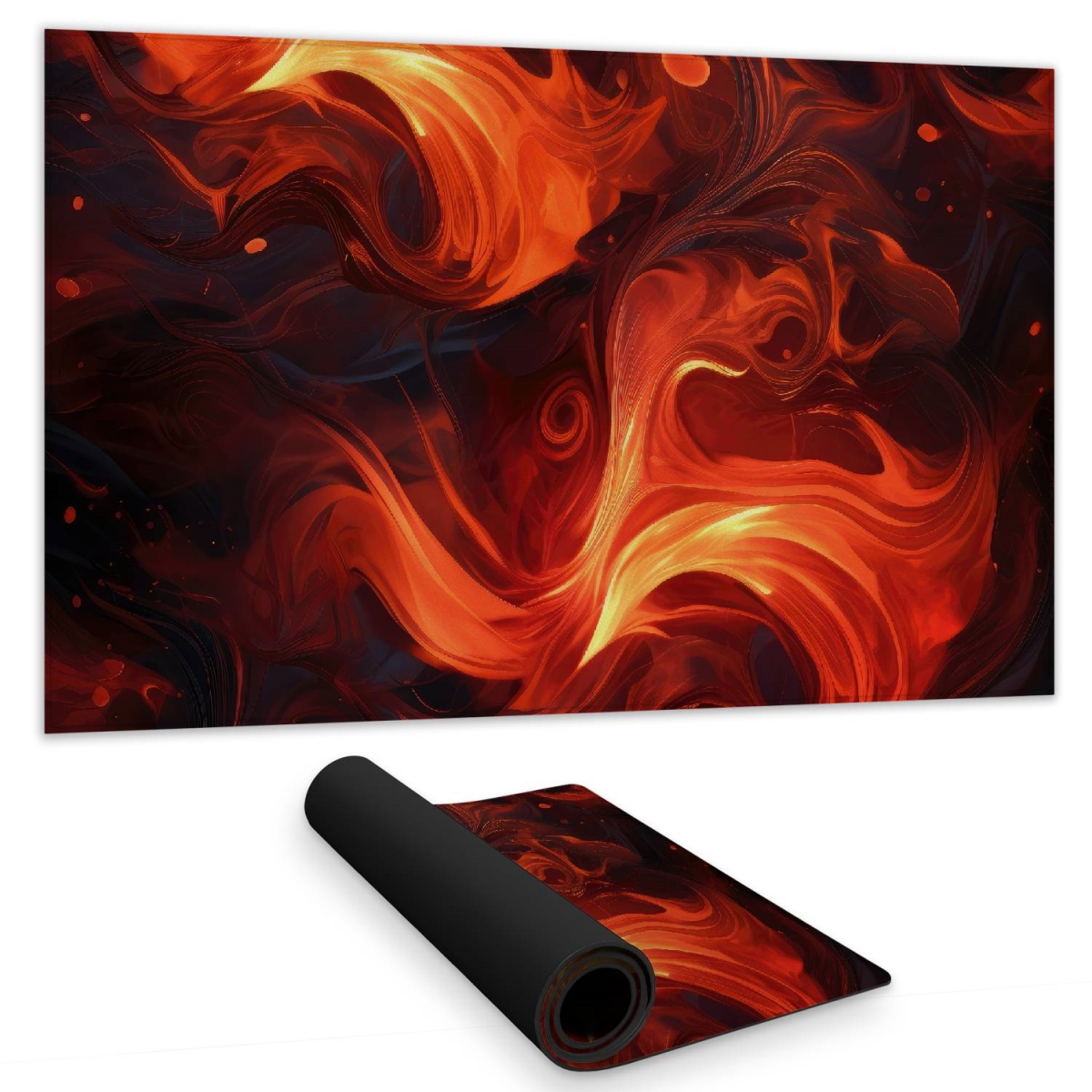 C1DM1424RCXWYC 14 x 24 in. Fires of Heck - Black Gaming Mat for Home Decor - Stylish Design