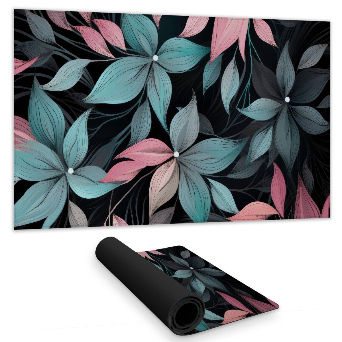 C1DM1424Y64MA1 14 x 24 in. Desaturated Flowers Gaming Mat - Turquoise Home Decor