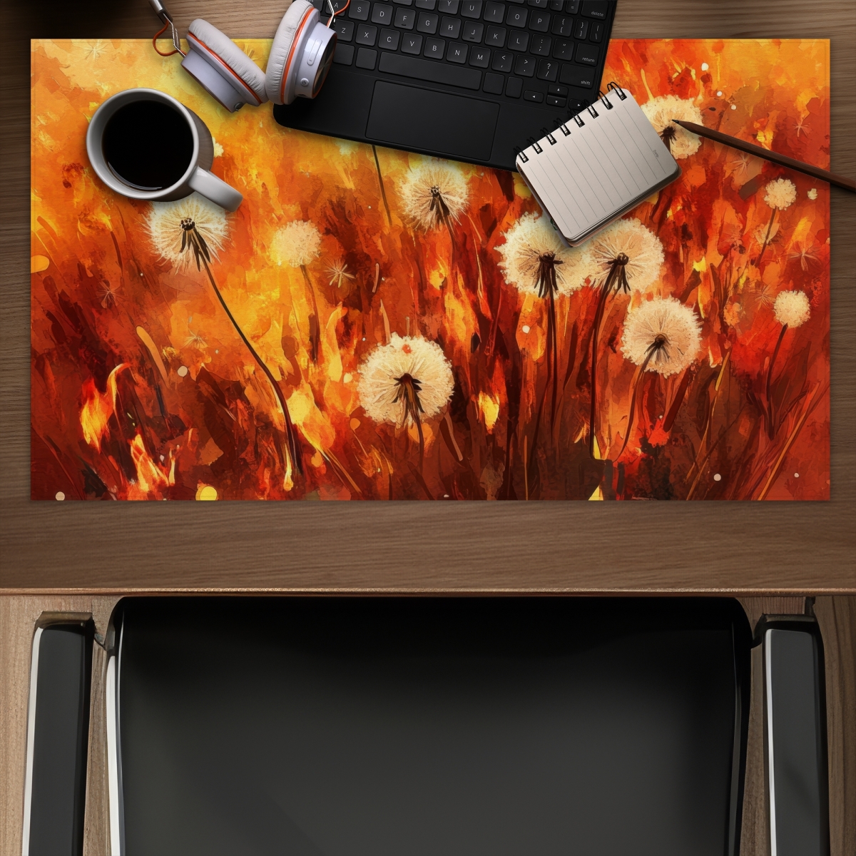 Concius Sales C1DM1424WU1S01 14 x 24 in. Dandelion Fire Gaming Mat - Stylish Home Decor for Gamers
