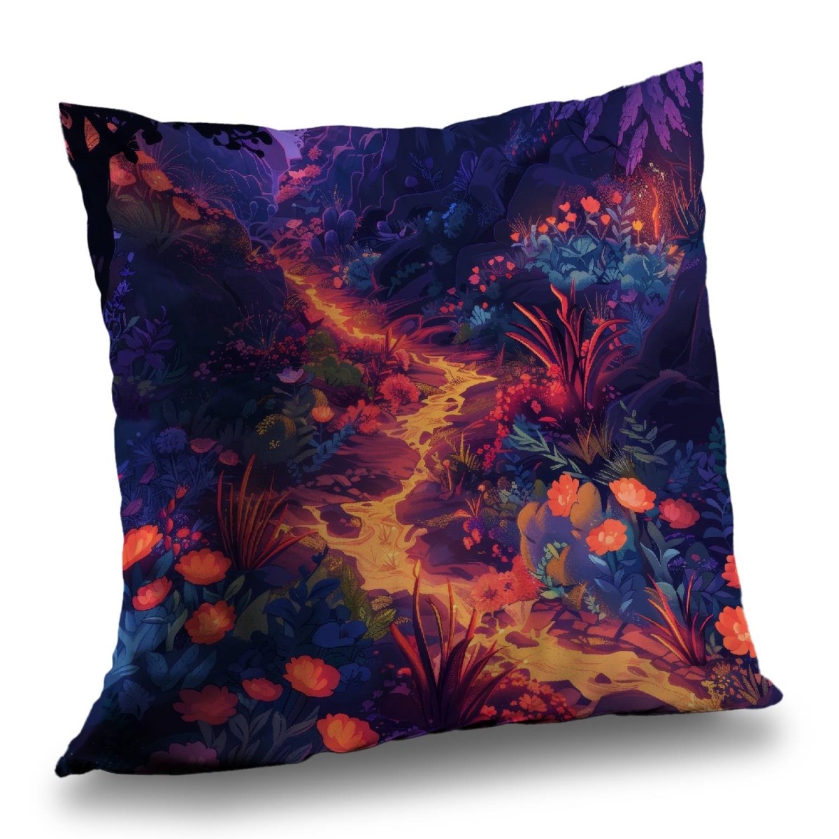 Concius Sales C1PT1414D032RH 14 x 14 in. Burning Flowers Poly Twill Throw Pillow - Home Decor Accent - Insert Included