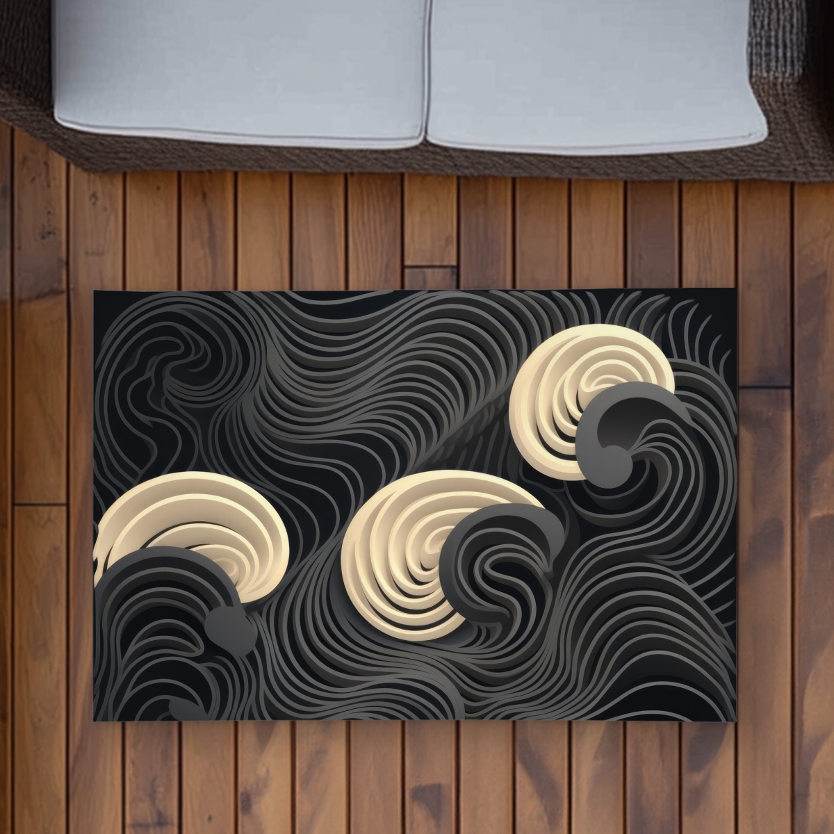 C1ROAR23X4ELP3 2 x 3 ft. Layers Black Outdoor Rectangle Area Rug - Stylish Home Decor Accent