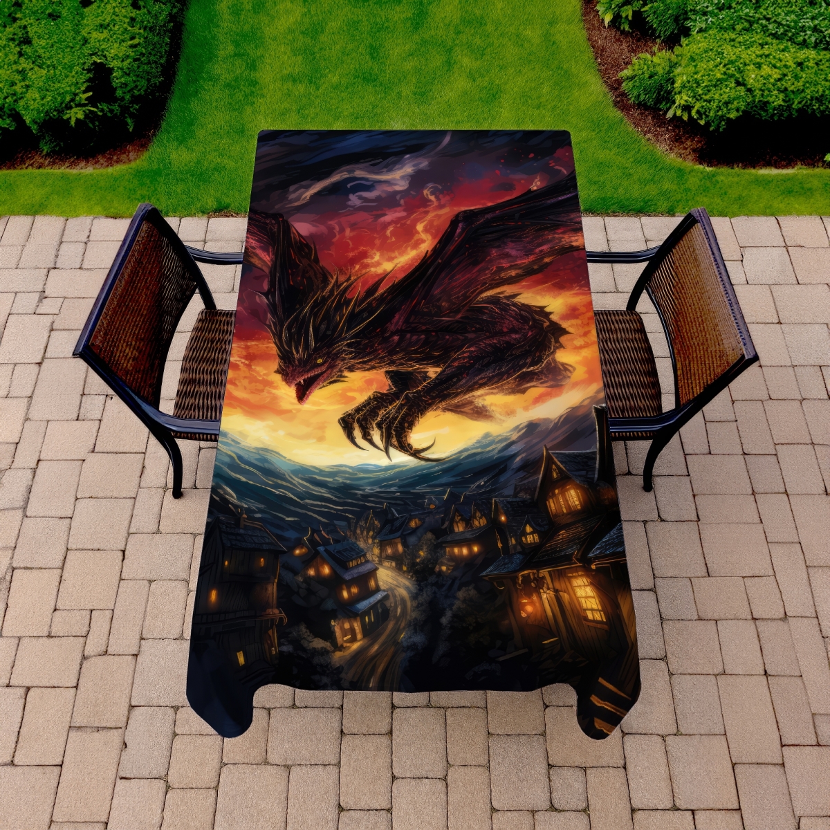 Picture of MWW C1TCLRGECUJATI 58 x 102 in. Back for Revenge Black Indoor & Outdoor Tablecloth - Home Decor