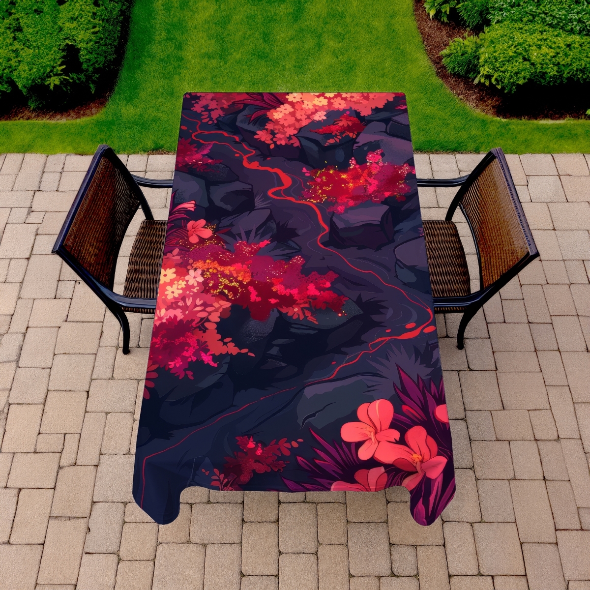 Picture of MWW C1TCLRGEGGL0KI 58 x 102 in. Burning Plants Pink Tablecloth - Indoor & Outdoor Home Decor