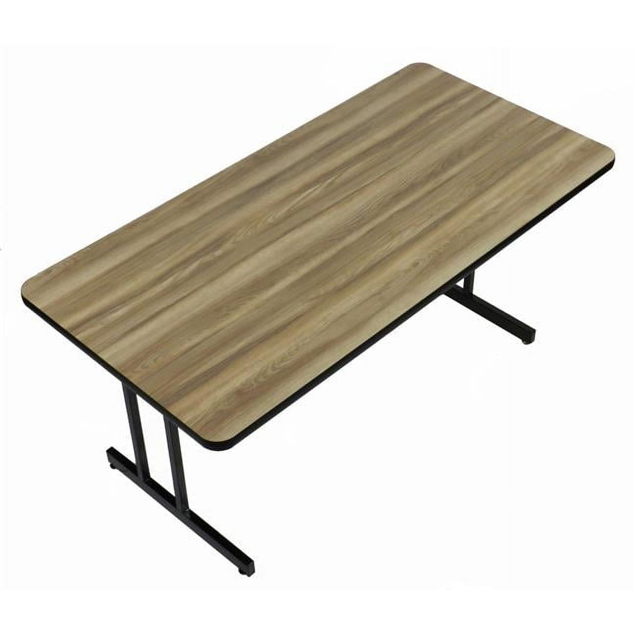 Picture of Correll CSA3060TR-53 Adjustable Height 1.25 in. High Pressure Trapezoid Computer & Training Tables&#44; Colonial Hickory - 30 x 60 in.