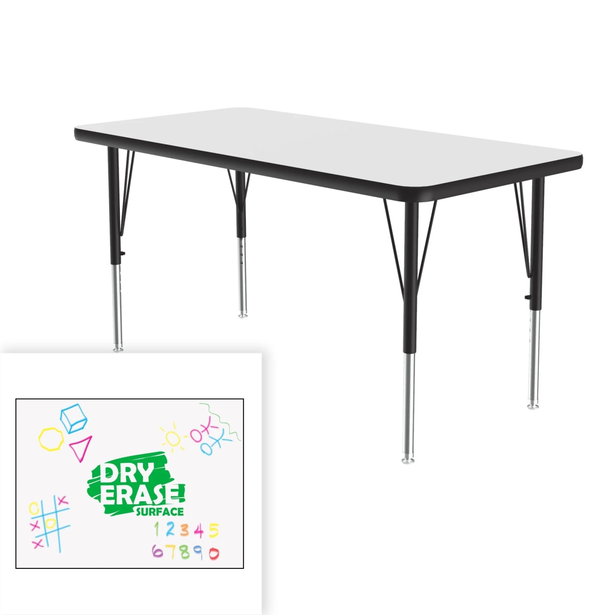 A2436DE-REC-80-09-45 24 x 36 in. Deluxe Dry Erase Markerboard High Pressure Top Activity Table - Frosty White - Rectangle