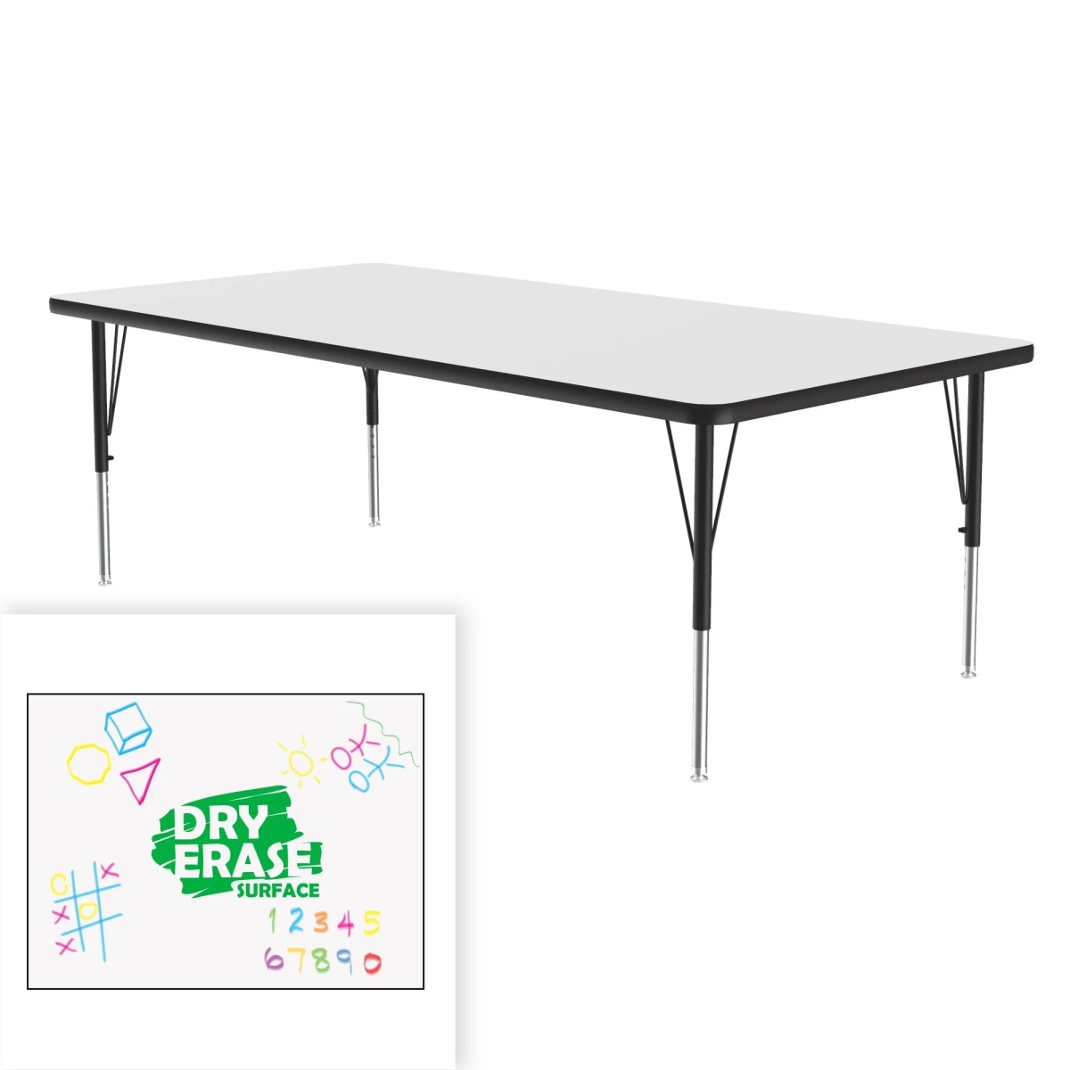 A3660DE-REC-80-14-45 36 x 60 in. Deluxe Dry Erase Markerboard High Pressure Top Activity Table - Frosty White - Rectangle