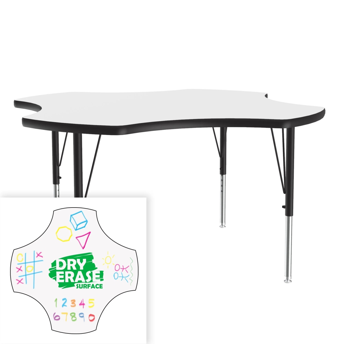 A48DE-CLO-80-14-45 48 in. Deluxe Dry Erase Markerboard High Pressure Top Activity Table - Frosty White - Clover
