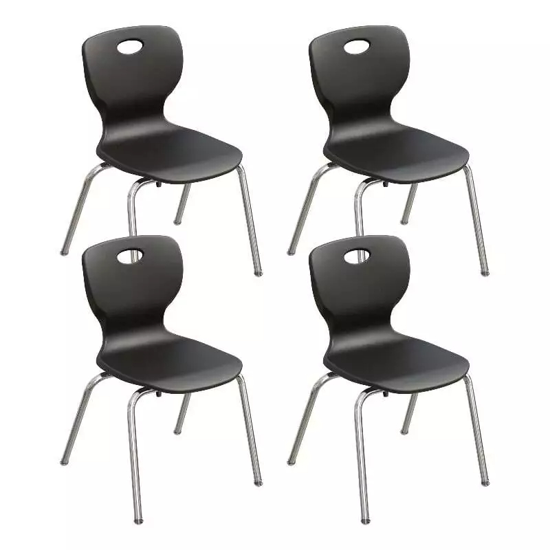 Classic Stacking Student Chairs - Black - Set of 4 - Ergonomic Design