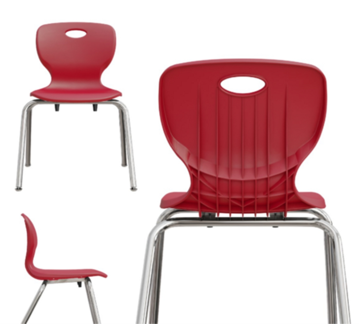 Classic Stacking Student Chairs - Red - Set of 6 - Ergonomic Design