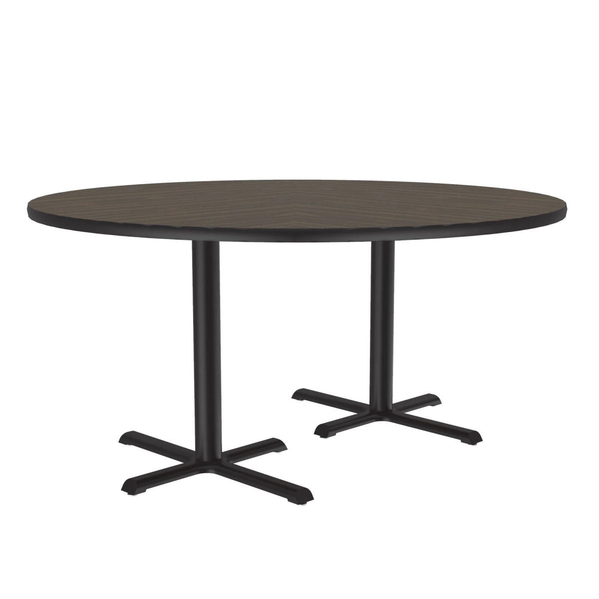 SCT60R-01-98-01 60 in. Cross Base High Pressure Laminate Cafe & Breakroom Table with Stamped Steel Base - Walnut - Round