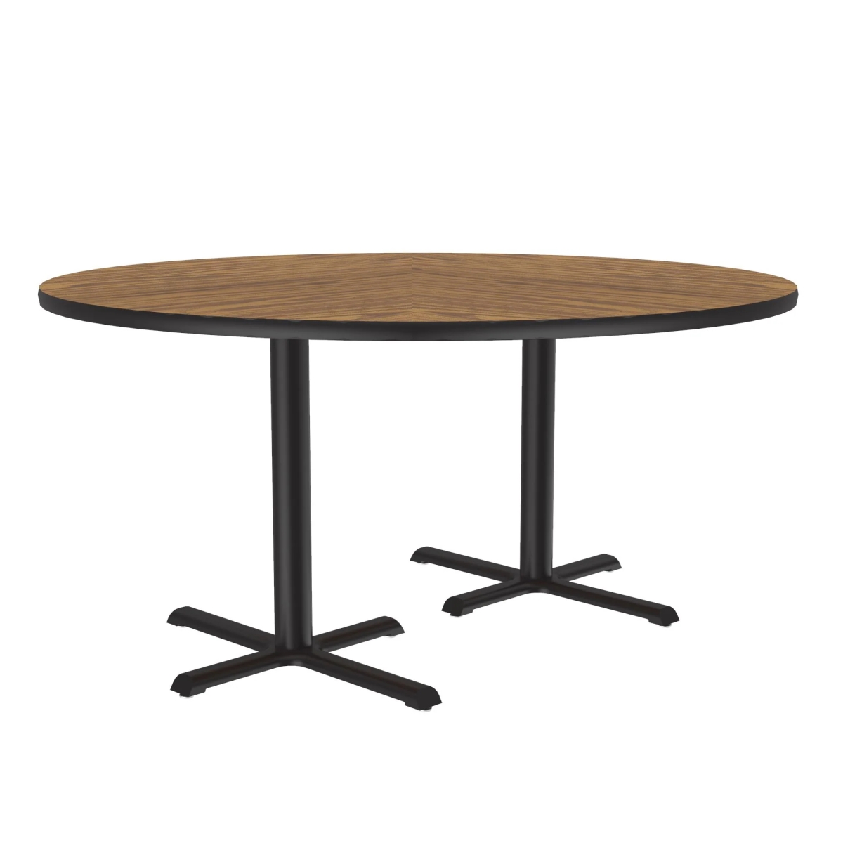 SCT60R-06-98-06 60 in. Cross Base High Pressure Laminate Cafe & Breakroom Table with Stamped Steel Base - Medium Oak - Round