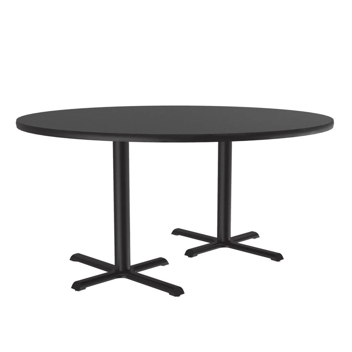SCT60R-07-98-09 60 in. Cross Base High Pressure Laminate Cafe & Breakroom Table with Stamped Steel Base - Black Granite - Round