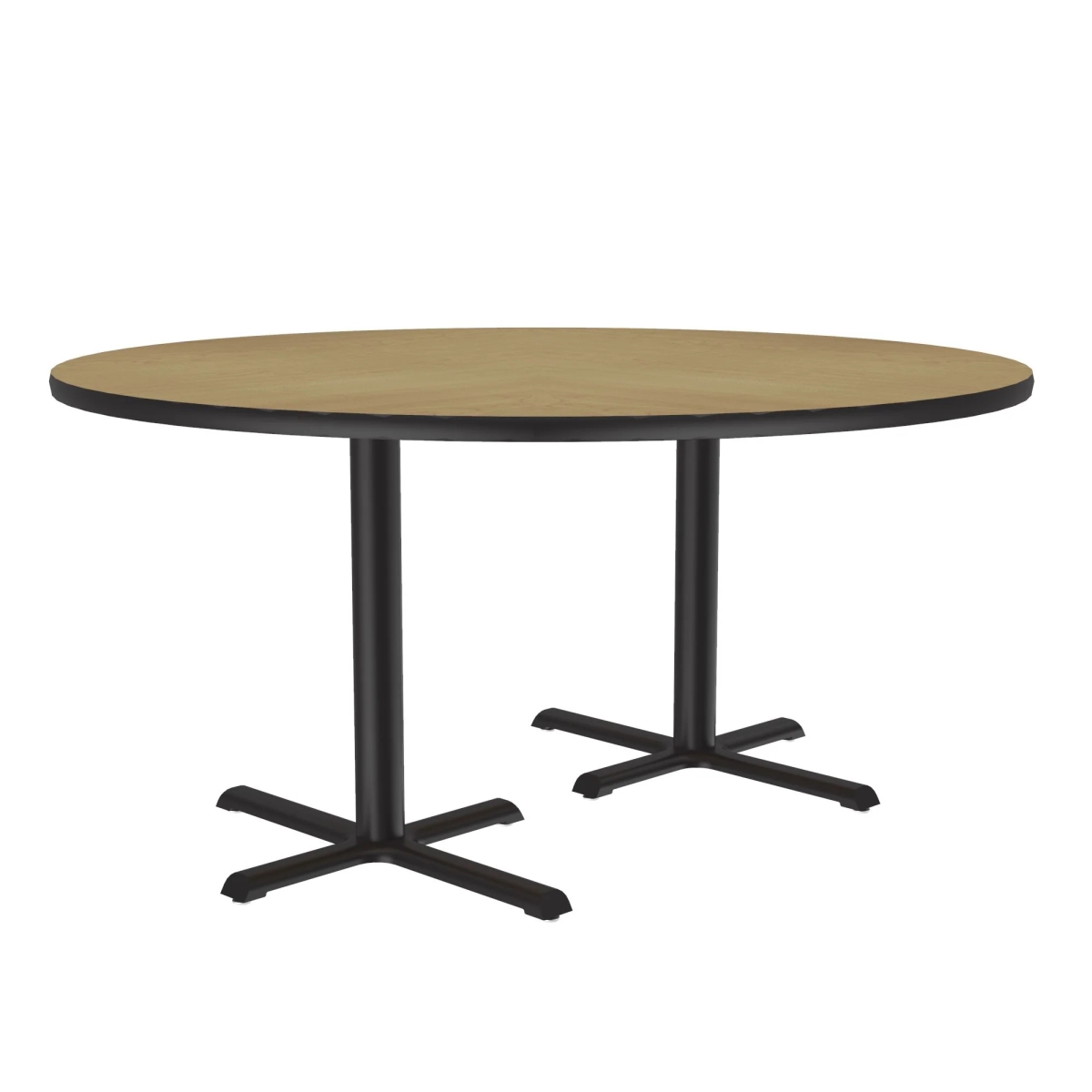 SCT60R-16-98-16 60 in. Cross Base High Pressure Laminate Cafe & Breakroom Table with Stamped Steel Base - Fusion Maple - Round