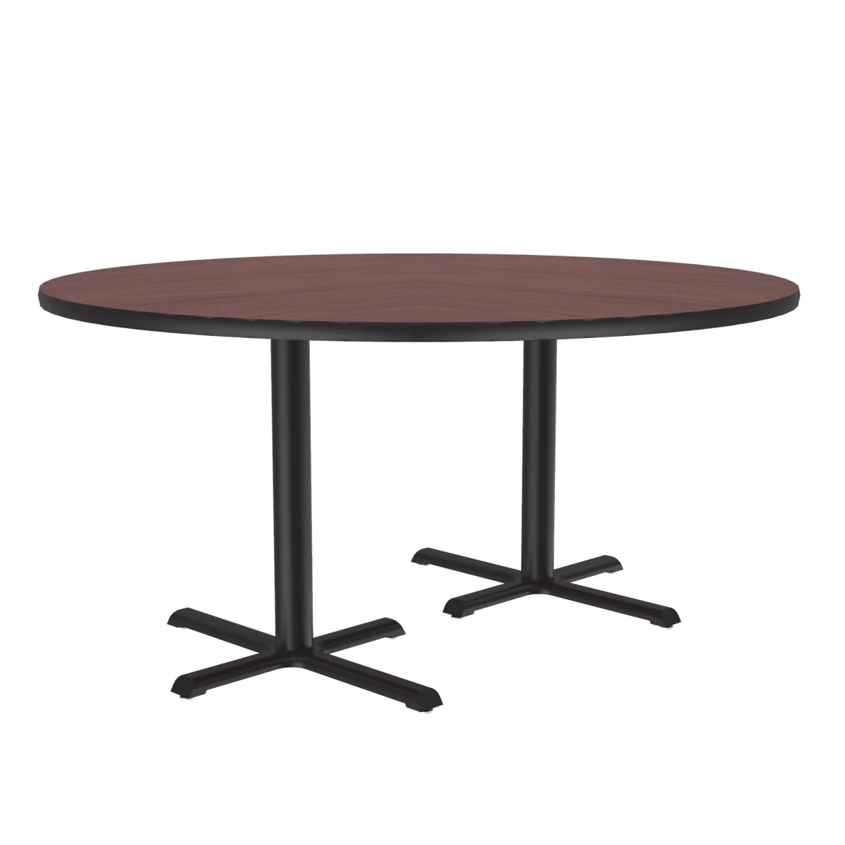 SCT60R-20-98-20 60 in. Cross Base High Pressure Laminate Cafe & Breakroom Table with Stamped Steel Base - Mahogany - Round