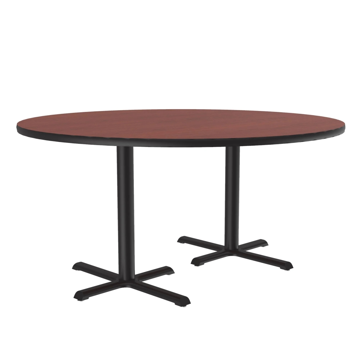 SCT60R-21-98-21 60 in. Cross Base High Pressure Laminate Cafe & Breakroom Table with Stamped Steel Base - Cherry - Round