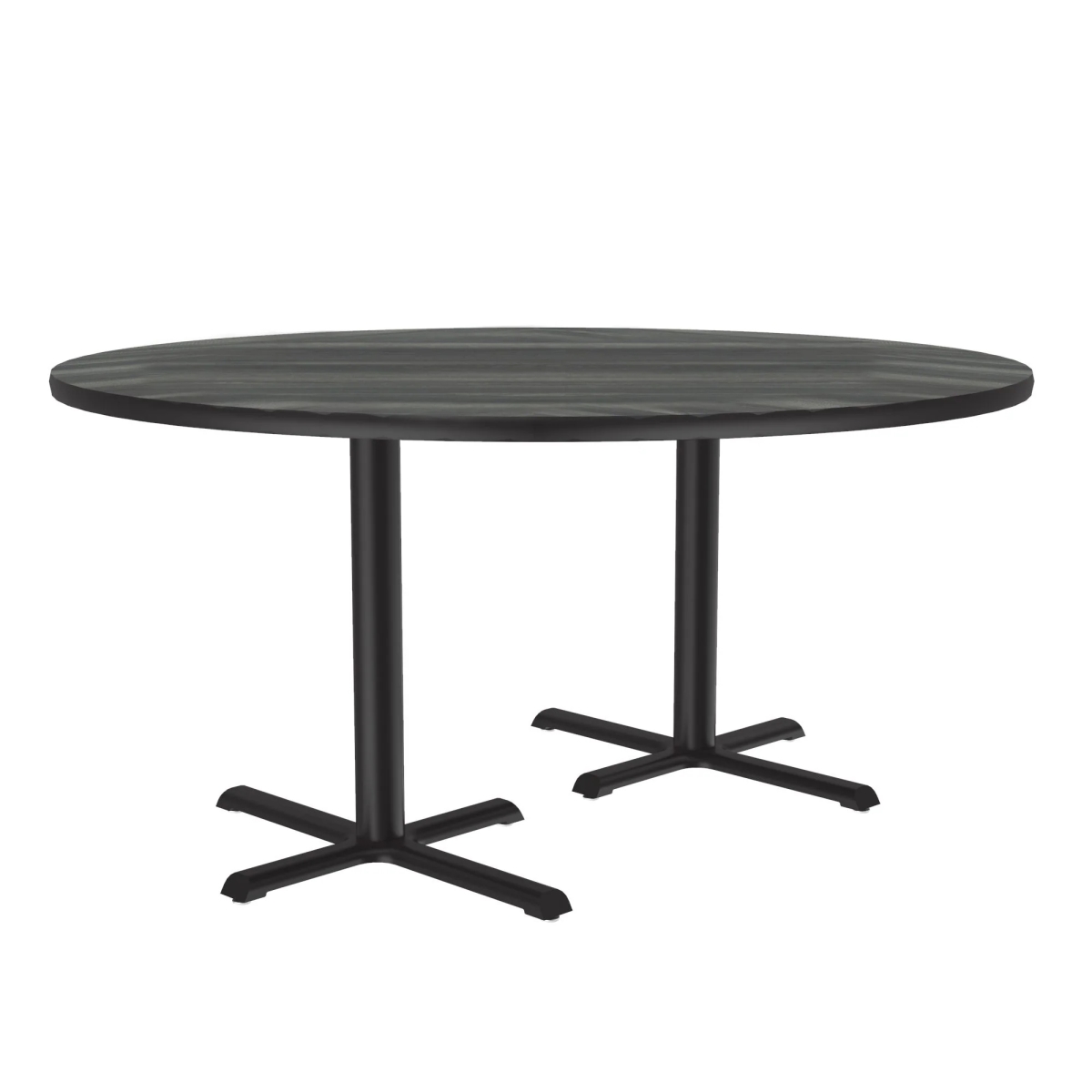 SCT60R-52-98-52 60 in. Cross Base High Pressure Laminate Cafe & Breakroom Table with Stamped Steel Base -   England Driftwood - Round