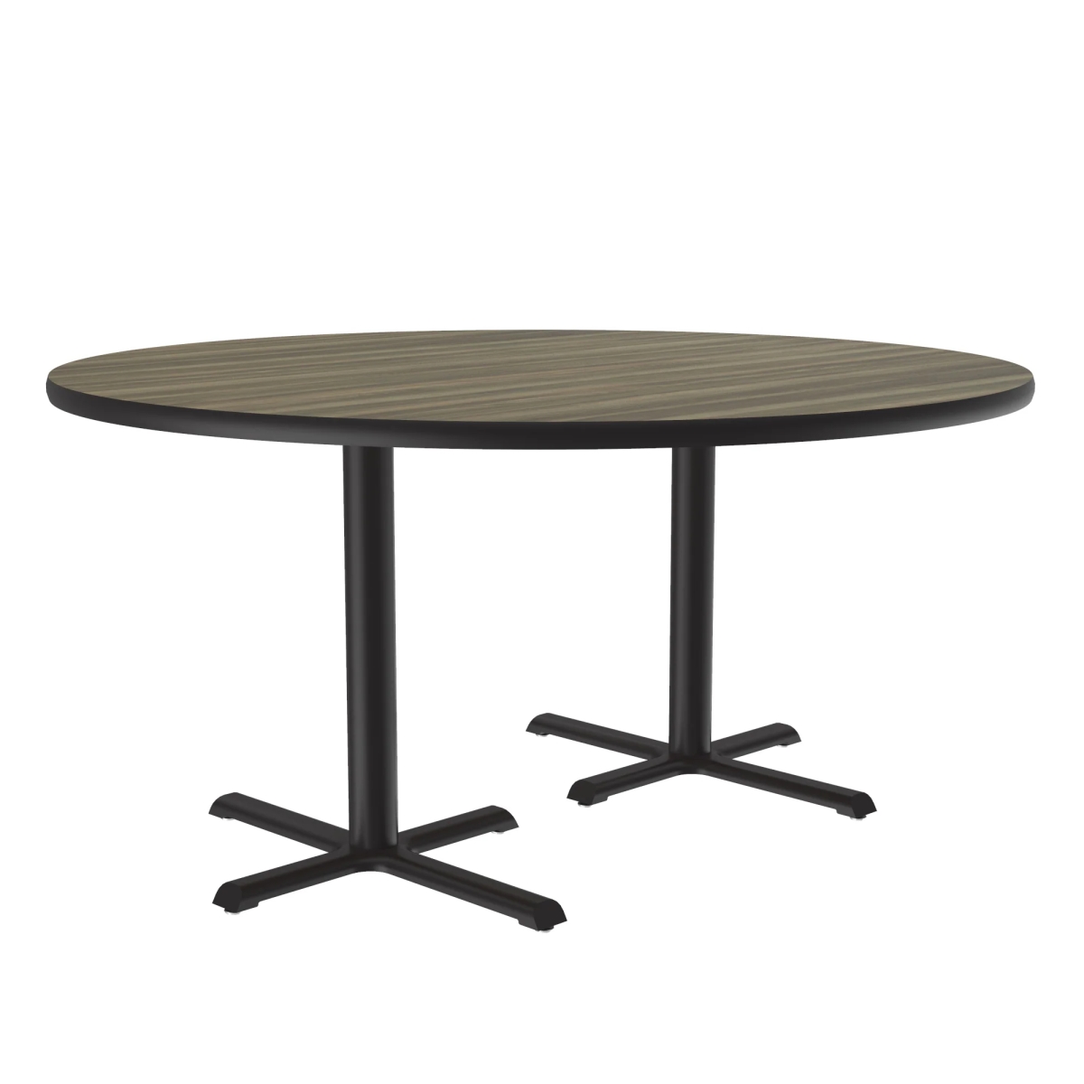 SCT60R-53-98-53 60 in. Cross Base High Pressure Laminate Cafe & Breakroom Table with Stamped Steel Base - Colonial Hickory - Round