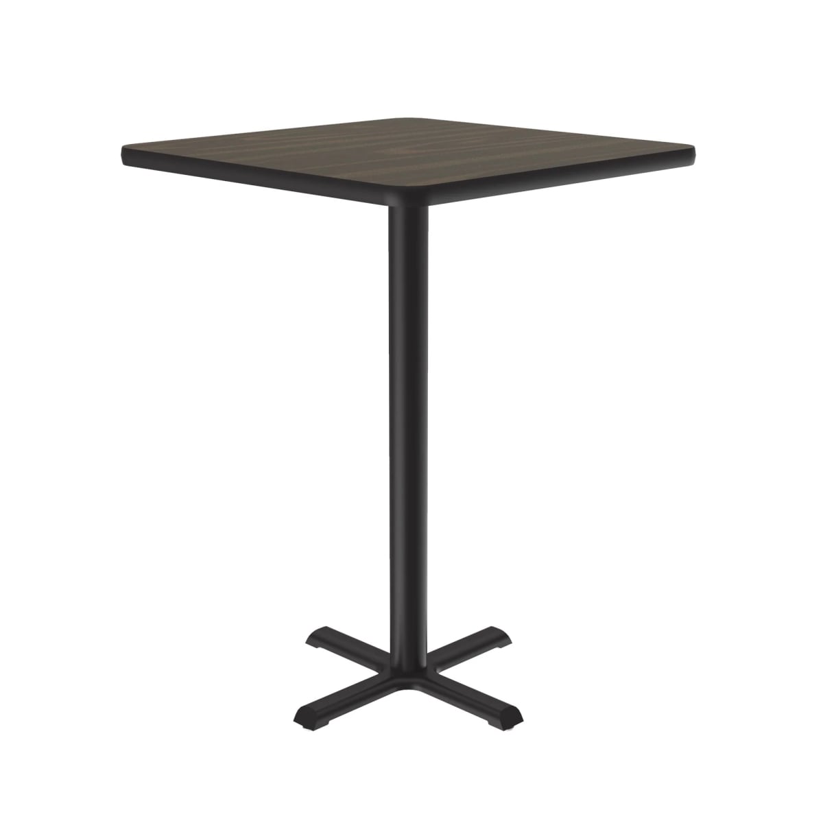 SXB30S-01-98-01 30 in. X-Base High Pressure Laminate Cafe & Breakroom Table with Stamped Steel Base - Walnut - Square