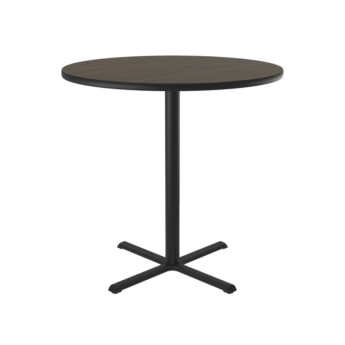 SXB36R-01-98-01 36 in. X-Base High Pressure Laminate Cafe & Breakroom Table with Stamped Steel Base - Walnut - Round