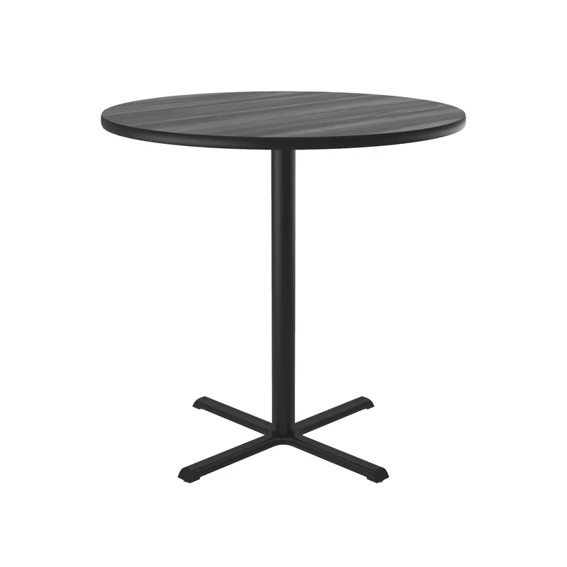 SXB36R-52-98-52 36 in. X-Base High Pressure Laminate Cafe & Breakroom Table with Stamped Steel Base -   England Driftwood - Round