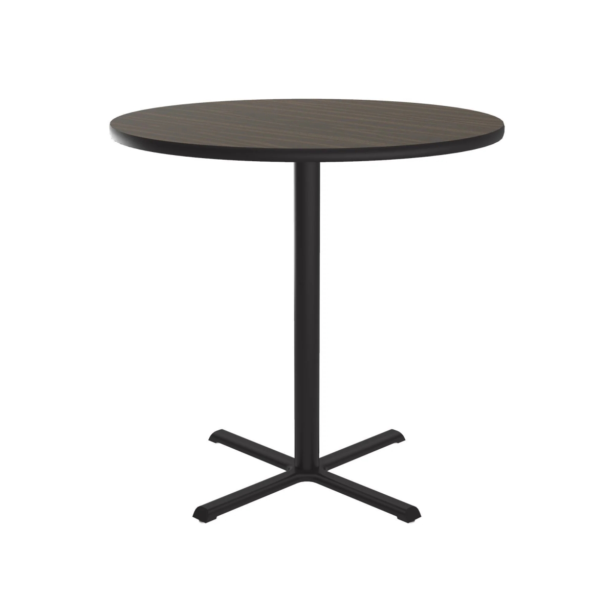 SXB48R-01-98-01 48 in. X-Base High Pressure Laminate Cafe & Breakroom Table with Stamped Steel Base - Walnut - Round