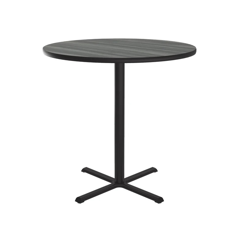 SXB48R-52-98-52 48 in. X-Base High Pressure Laminate Cafe & Breakroom Table with Stamped Steel Base -   England Driftwood - Round