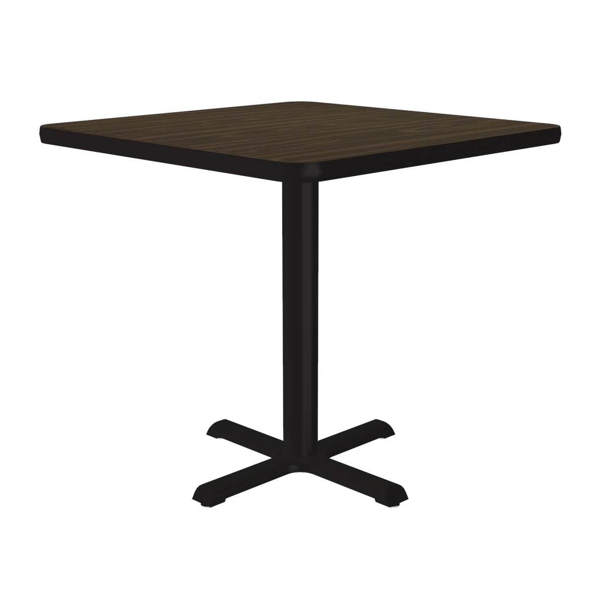 SXT24S-01-98-01 24 in. X-Base High Pressure Laminate Cafe & Breakroom Table with Stamped Steel Base - Walnut - Square