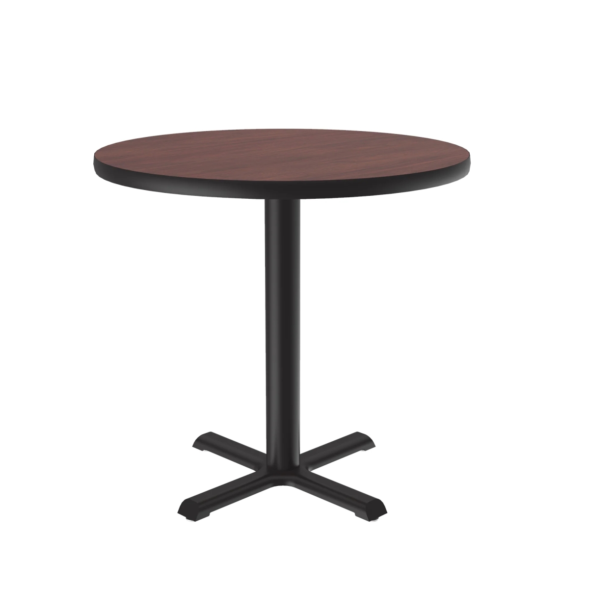 SXT30R-20-98-20 30 in. X-Base High Pressure Laminate Cafe & Breakroom Table with Stamped Steel Base - Mahogany - Round