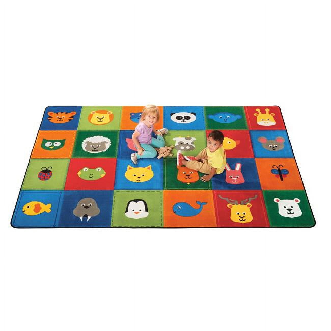 Picture of Carpets for Kids 1256 6 x 9 ft. Kidsoft Animal Patchwork&#44; Primary - Rectangle