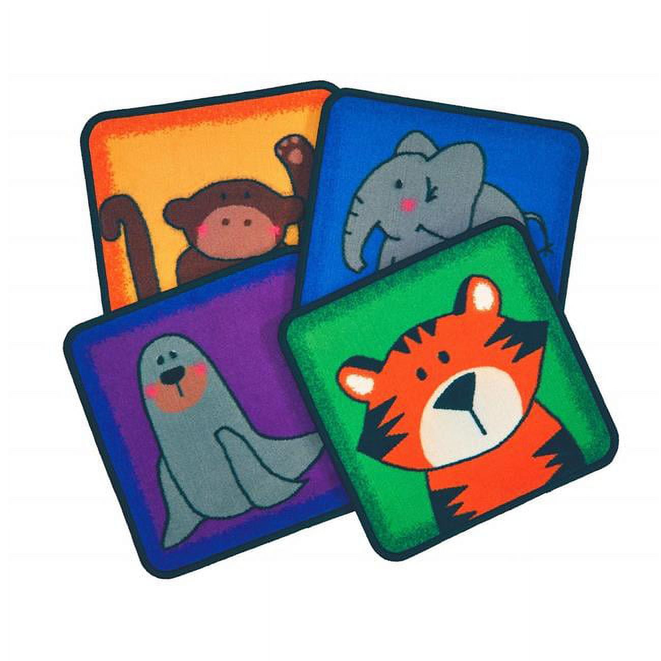 Picture of Carpets for Kids 3899 16 in. Zoo Animals Square Seating Kit Floor Mat - Set of 12