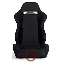 Black Cloth with Outer Blue Stitching Universal Racing Seats - Black