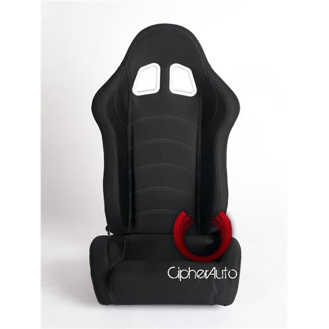 Black Cloth with Gray Stitching Racing Seats - Black